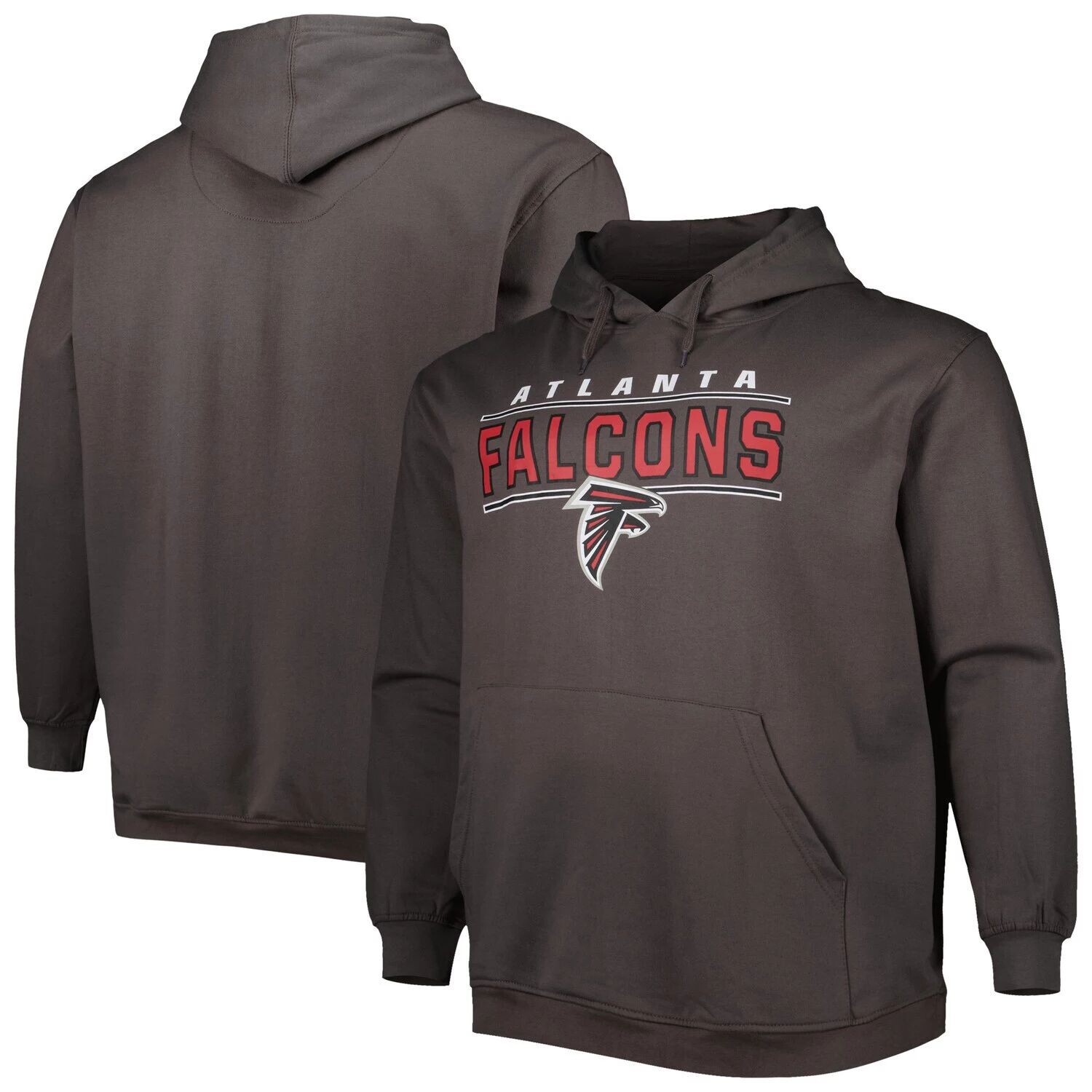 

Мужской темно-серый пуловер с капюшоном с логотипом Atlanta Falcons Big & Tall