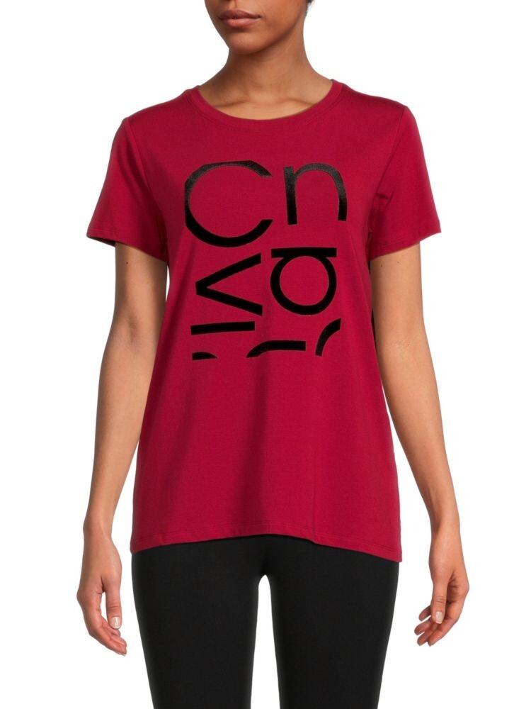

Флокированная футболка с логотипом Calvin Klein, цвет Berry