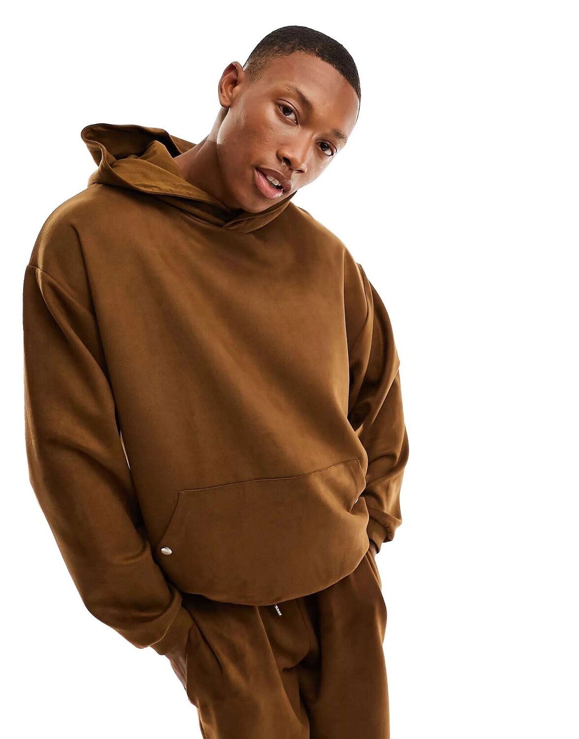 

Коричневый оверсайз-худи из фактурной ткани ASOS