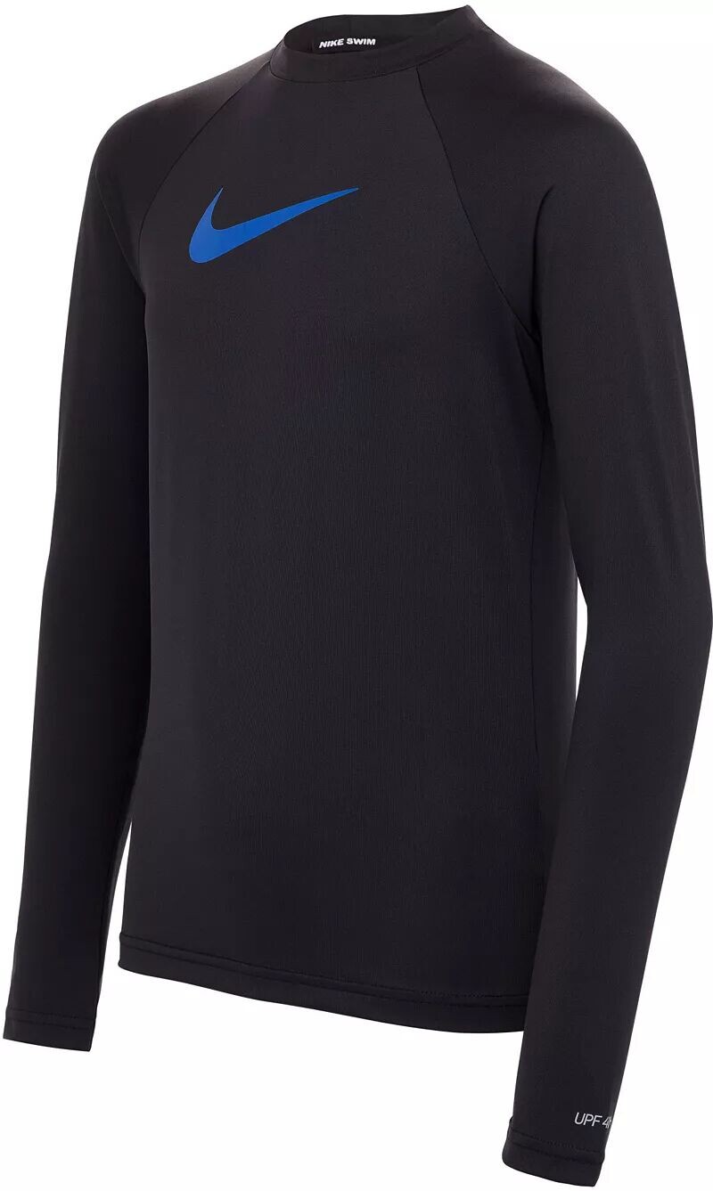 

Рубашка с длинным рукавом Nike для девочек с логотипом Swoosh Hydroguard, черный