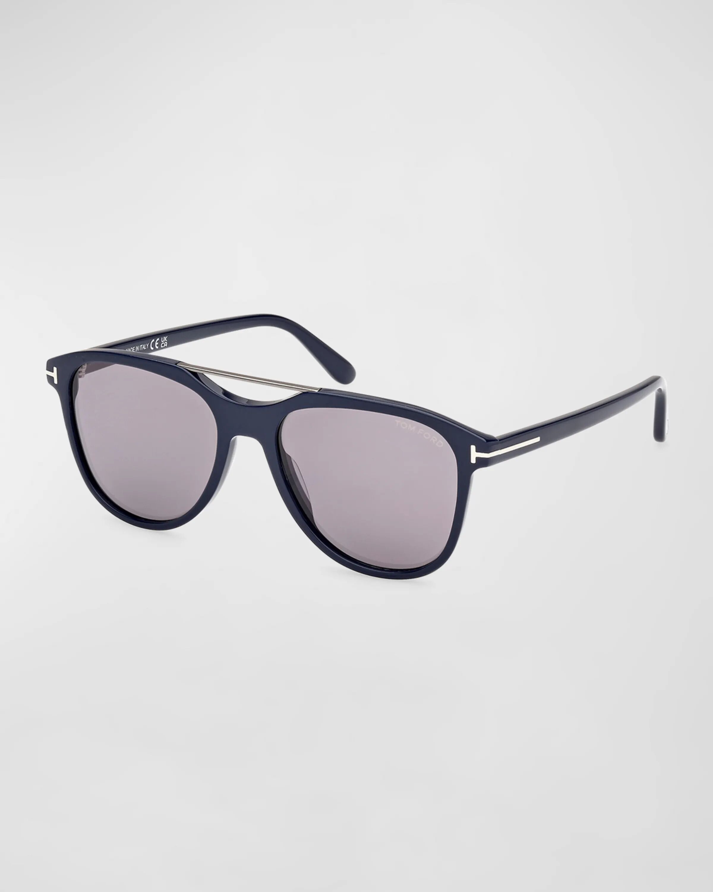 

Мужские овальные солнцезащитные очки Damian-02 из ацетата TOM FORD, цвет Shiny Navy Blue Light Smoke Mirror Lenses