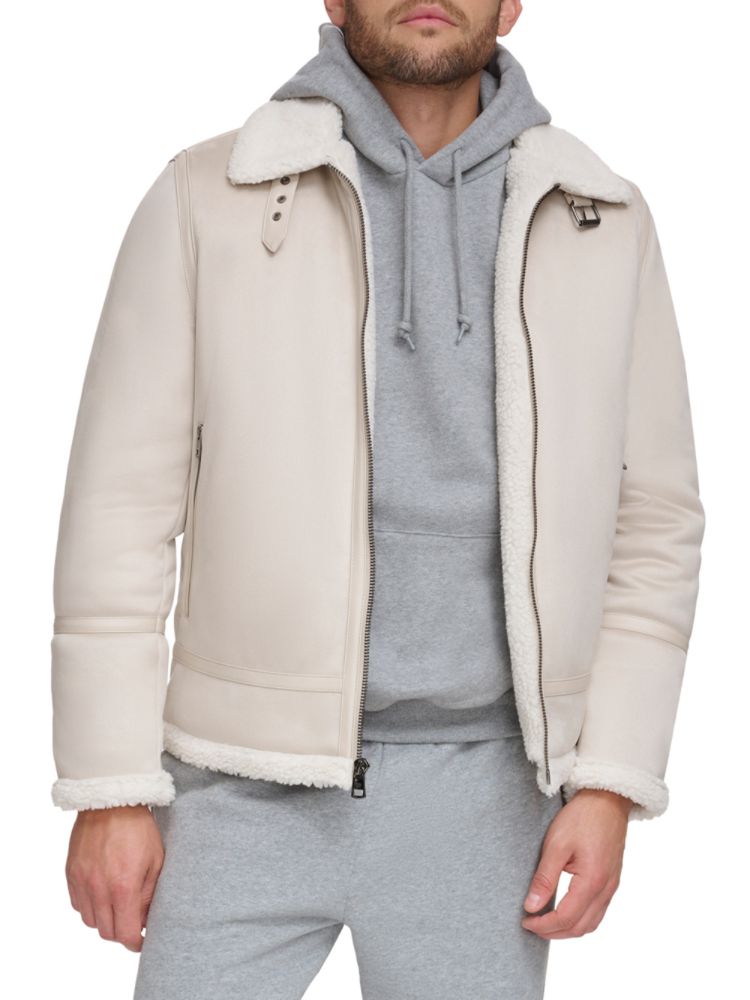 Куртка с отделкой из искусственной овчины Calvin Klein, цвет Cream двусторонняя куртка из искусственной овчины calvin klein черный