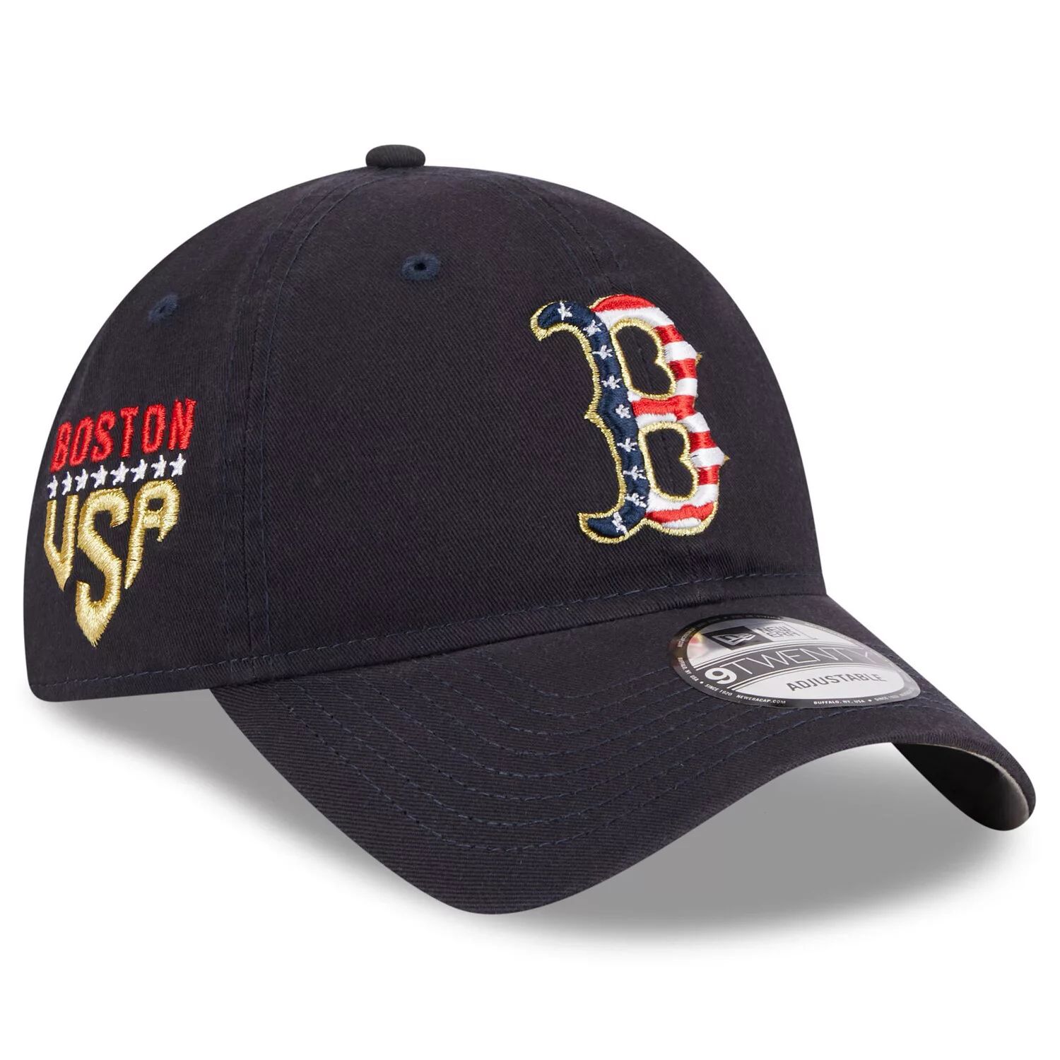 

Женская регулируемая кепка New Era Navy Boston Red Sox 2023, Четвертое июля 9TWENTY New Era