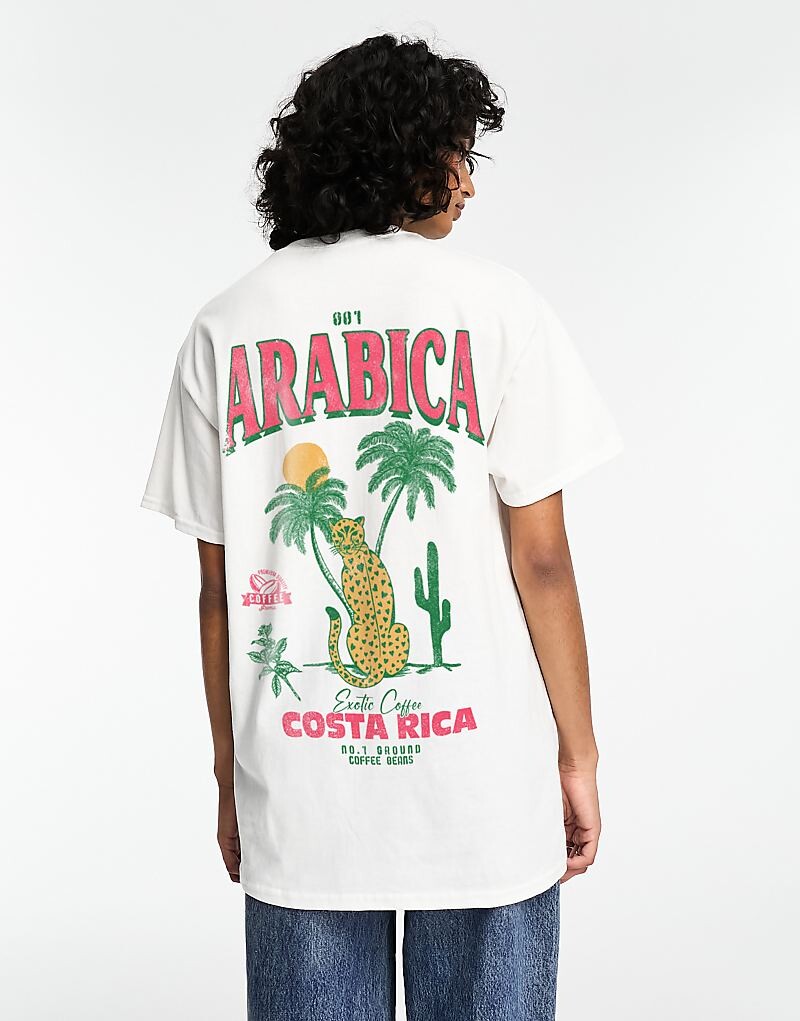 

ASOS DESIGN – белая футболка оверсайз с леопардовым принтом