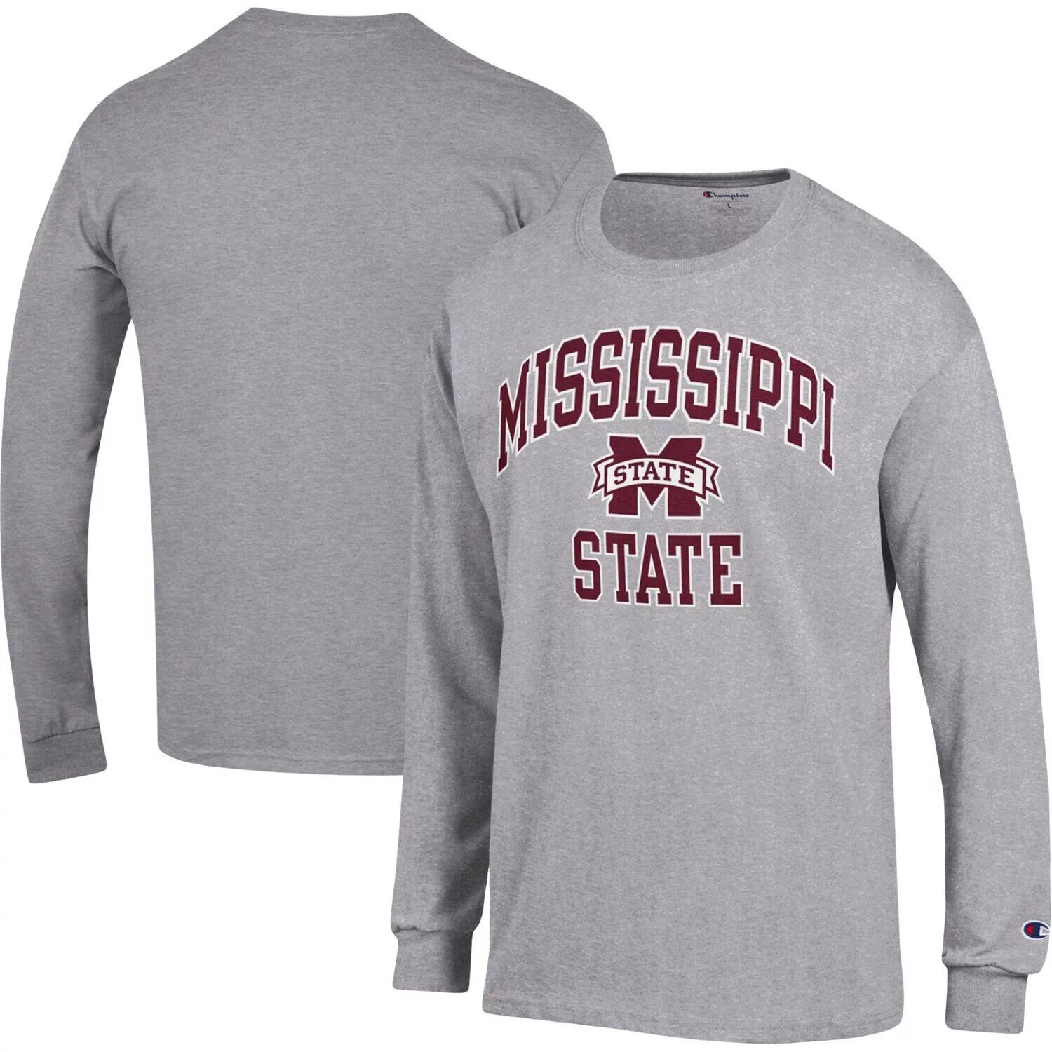 

Мужская футболка с длинным рукавом Heather Grey Mississippi State Bulldogs High Motor Champion