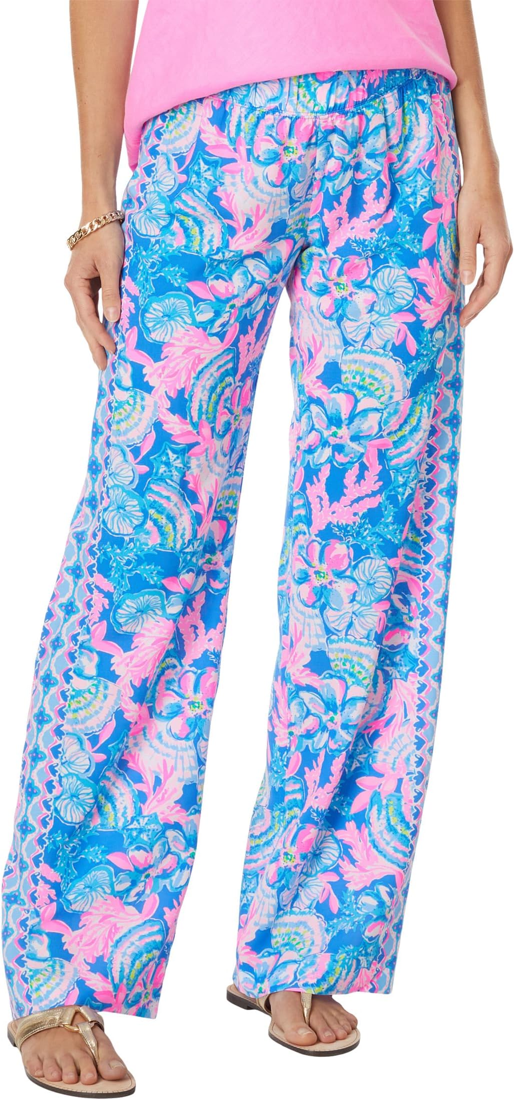 

Брюки-палаццо Бэл Харбор Lilly Pulitzer, цвет Blue Tang Sitting Seaside Engineered Pants