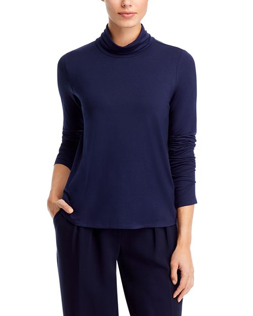 

Топ приталенного кроя с водолазкой Scrunch Eileen Fisher, цвет Blue