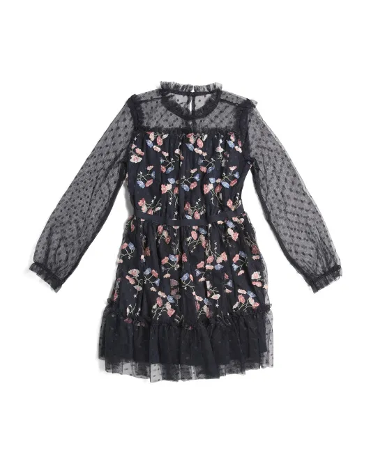 

Платье с вышивкой для маленьких девочек Bcbg Girl, синий