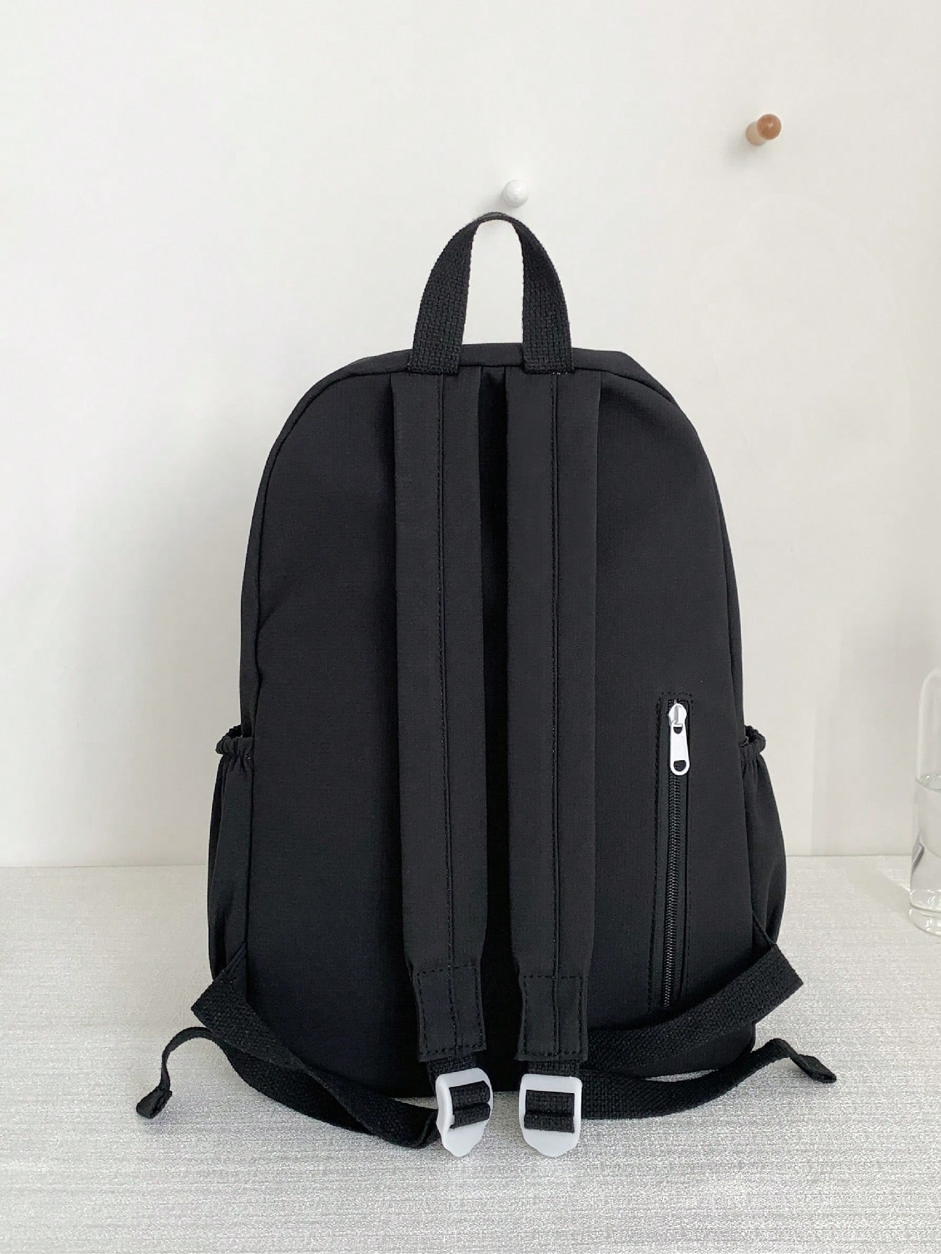 Модный однотонный классический рюкзак с несколькими карманами в стиле колледжа для повседневного использования, черный цена и фото