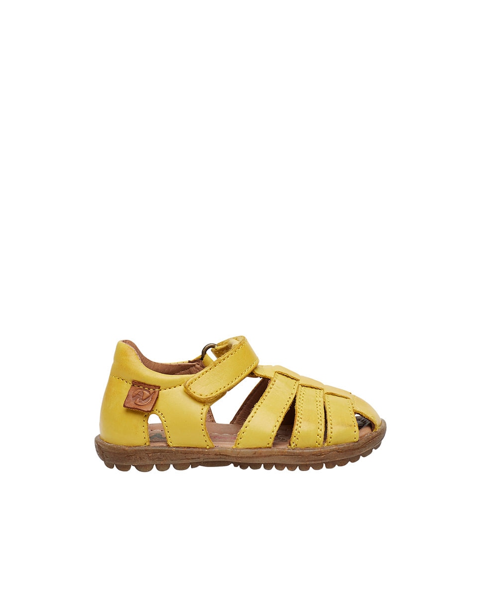Детские кожаные сандалии с застежкой-липучкой Naturino, желтый