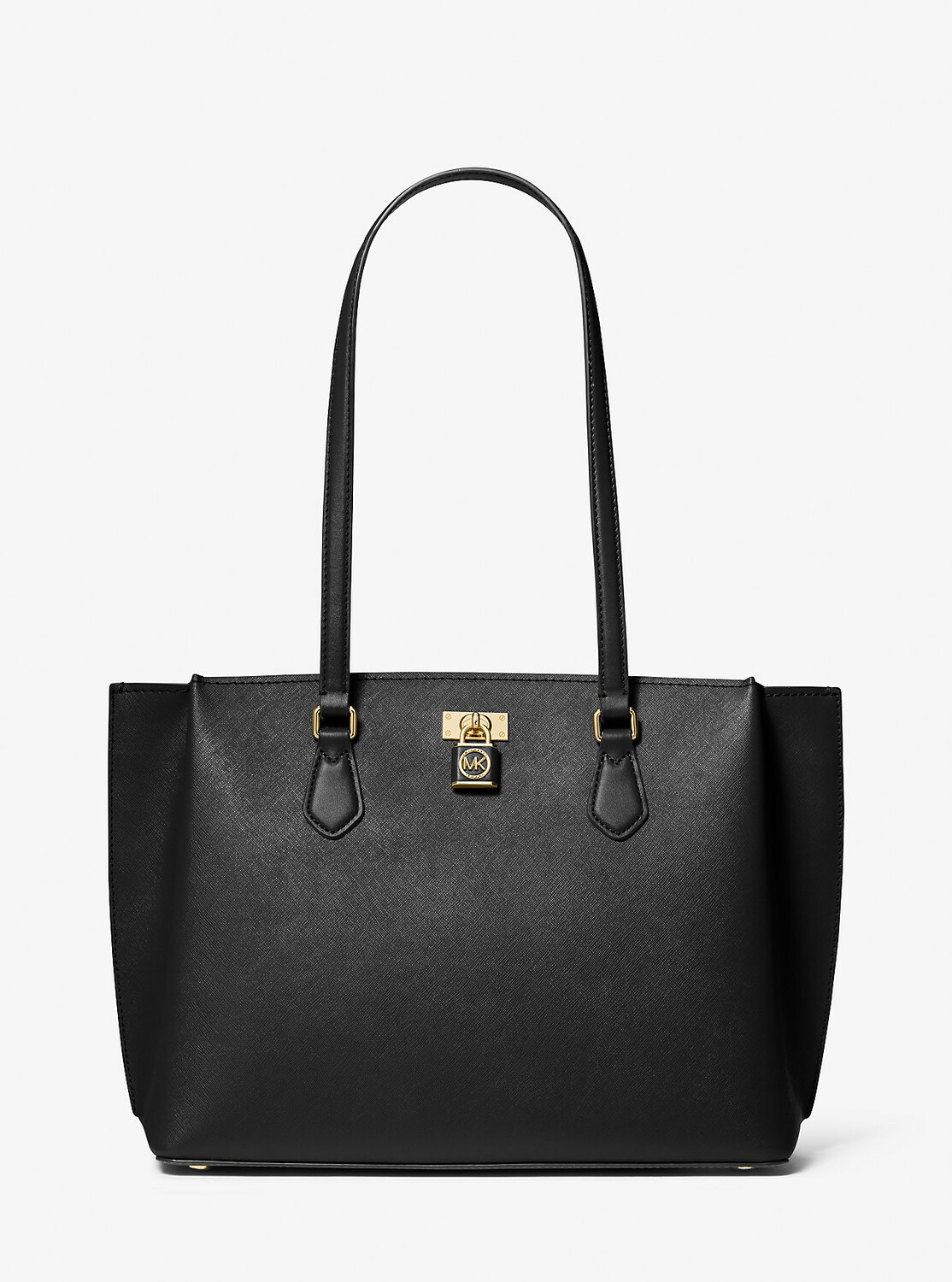 

Рубиновая большая сумка-тоут из сафьяновой кожи Michael Kors, черный