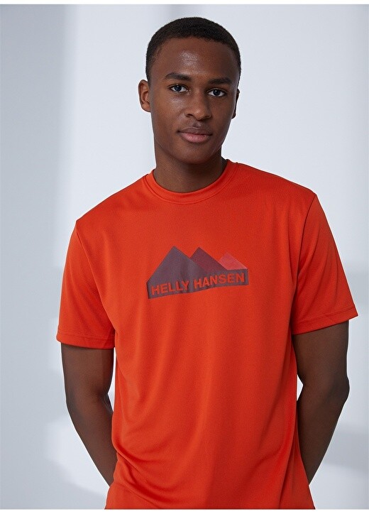 

Оранжевая мужская футболка с круглым вырезом Helly Hansen, Оранжевый