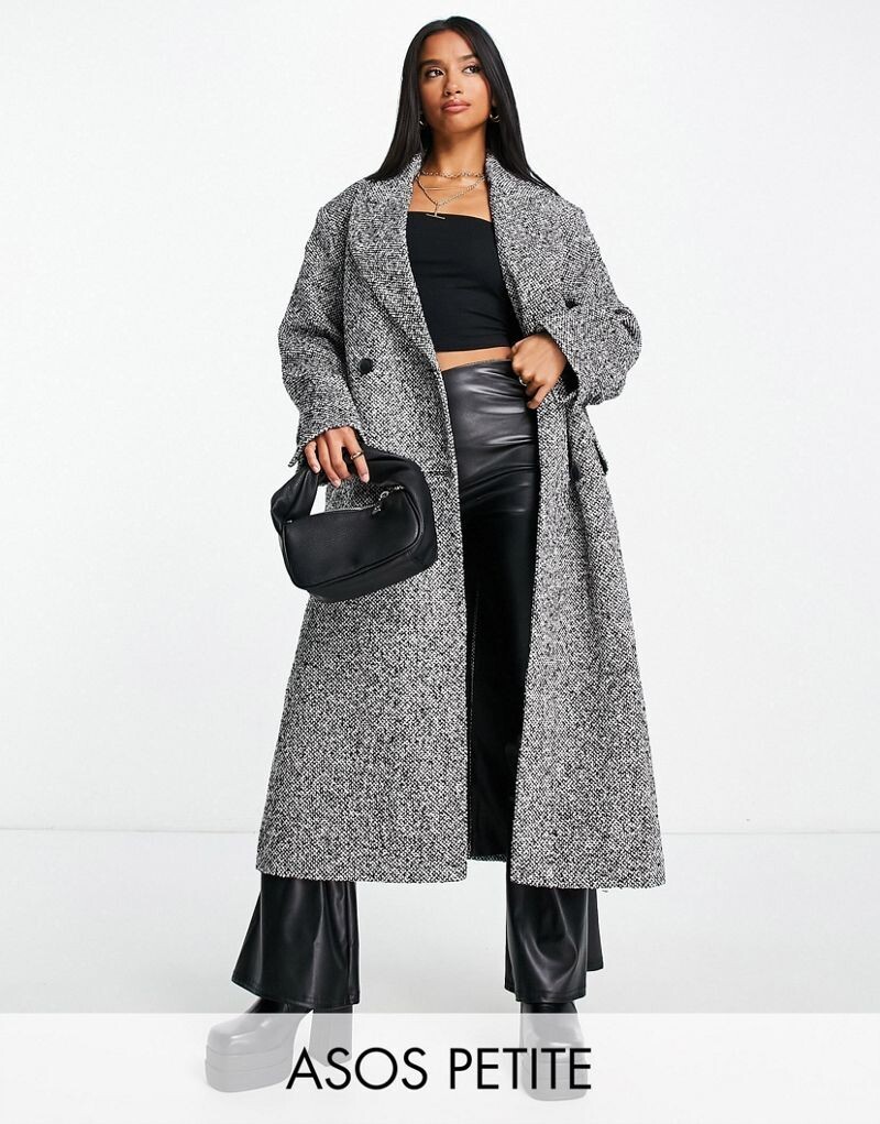 

Черно-белое пальто с узором «папа» ASOS DESIGN Petite