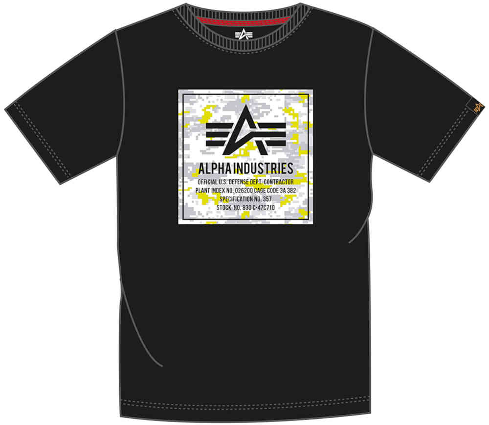 базовая камуфляжная футболка alpha industries камуфляж Футболка с камуфляжным принтом Alpha Industries, черный/белый/желтый