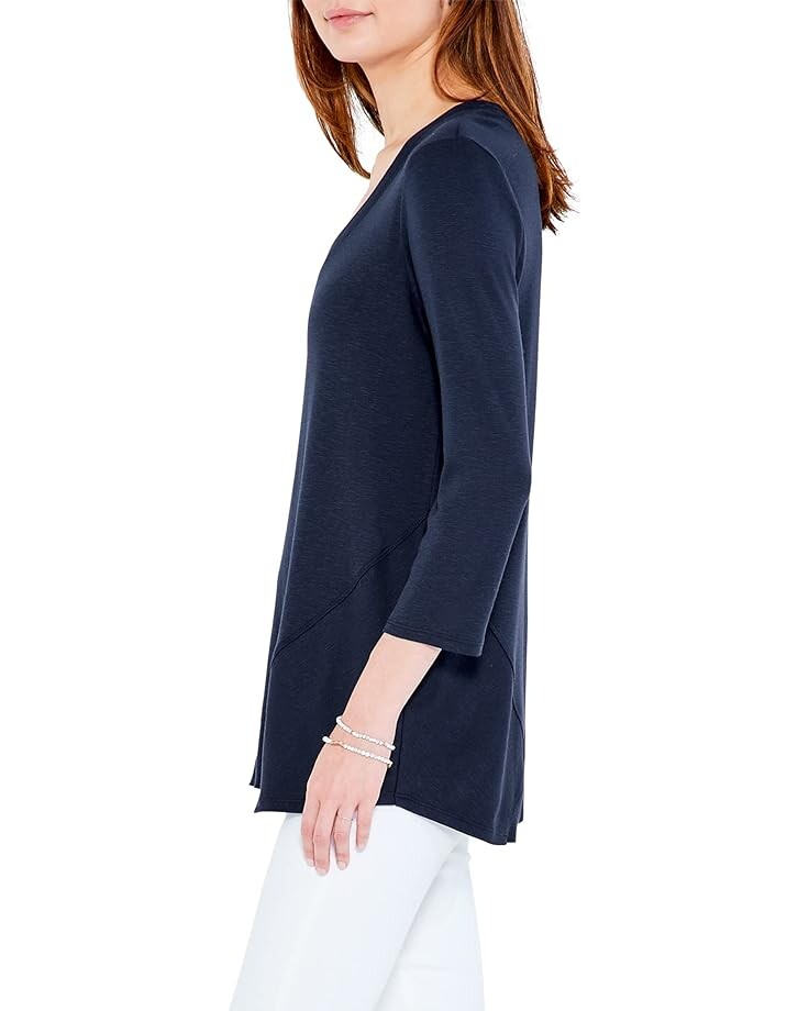 

Футболка NIC+ZOE 3/4 Sleeve Drape V Tee, цвет Dark Indigo