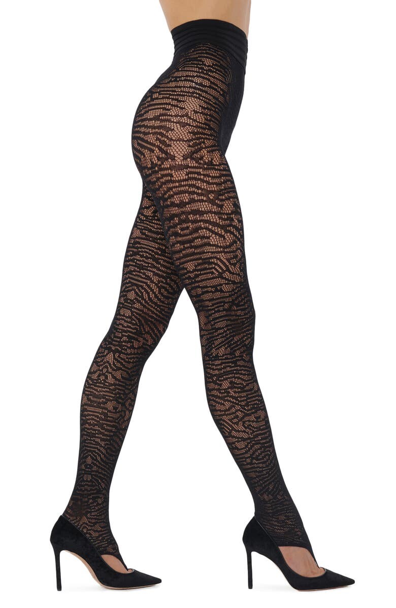 

Колготки Trace в сеточку со стременами WOLFORD, черный