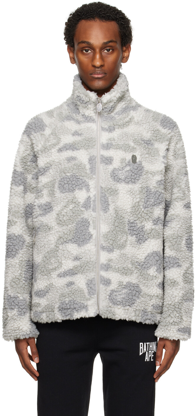 

Серая одноточечная куртка 1st Camo с металлической головой обезьяны Bape