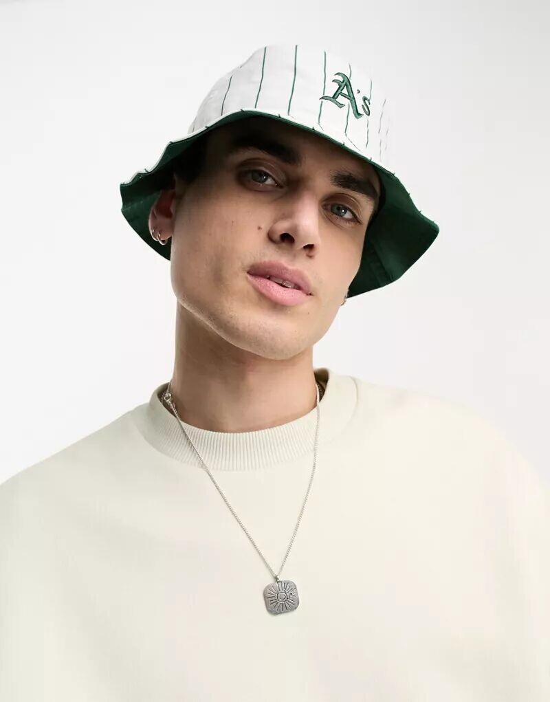 

Белая панама 47 Brand MLB Oakland Athletics с зелеными полосками