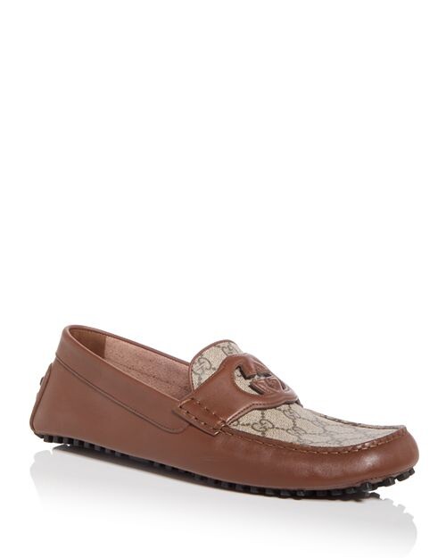 

Мужские драйверы с переплетенными пальцами G и Moc Toe Gucci, цвет Brown