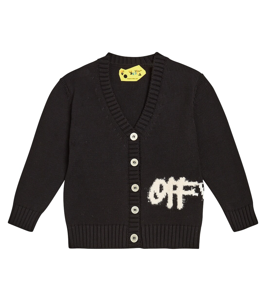 

Кардиган вязки интарсия с логотипом Off-White Kids, черный
