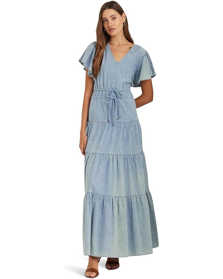 

Платье LAUREN Ralph Lauren Chambray Tiered Maxidress, цвет Isla Wash