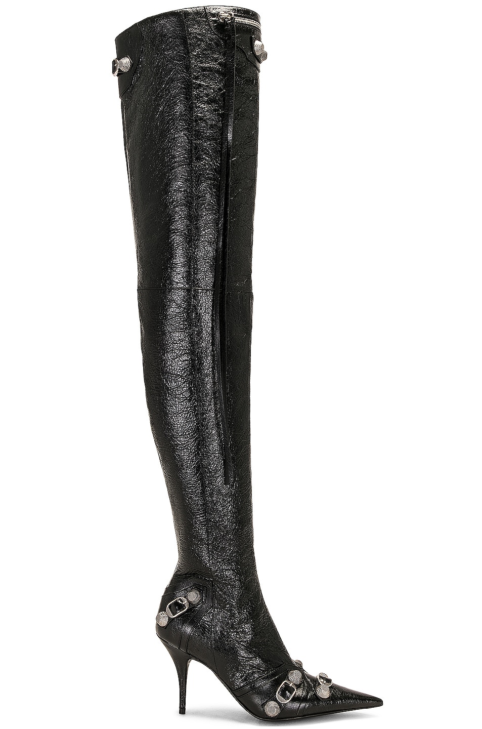 Ботинки Balenciaga Cagole Over The Knee, цвет Black & Crystal
