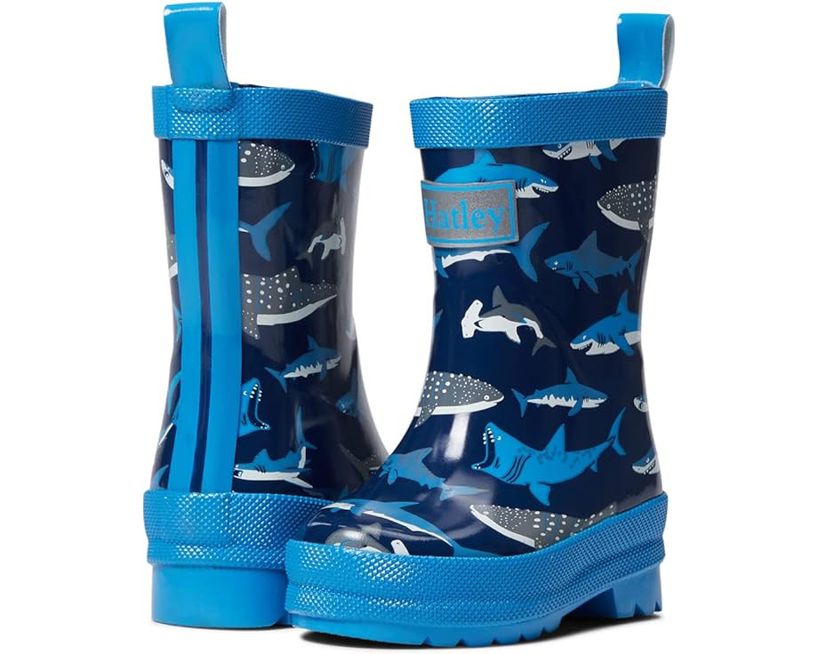 Ботинки Hatley Shark School Shiny Rain Boots, синий ботинки hatley shiny rain boots темно синий