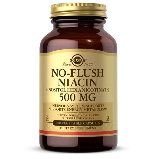 Solgar, Ниацин (витамин B3), не требующий смывания, 500 мг, 100 капсул. life extension витамин b3 ниацин 500 мг 100 капсул