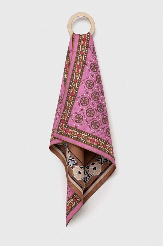 

Шелковый шарф Tory Burch, коричневый