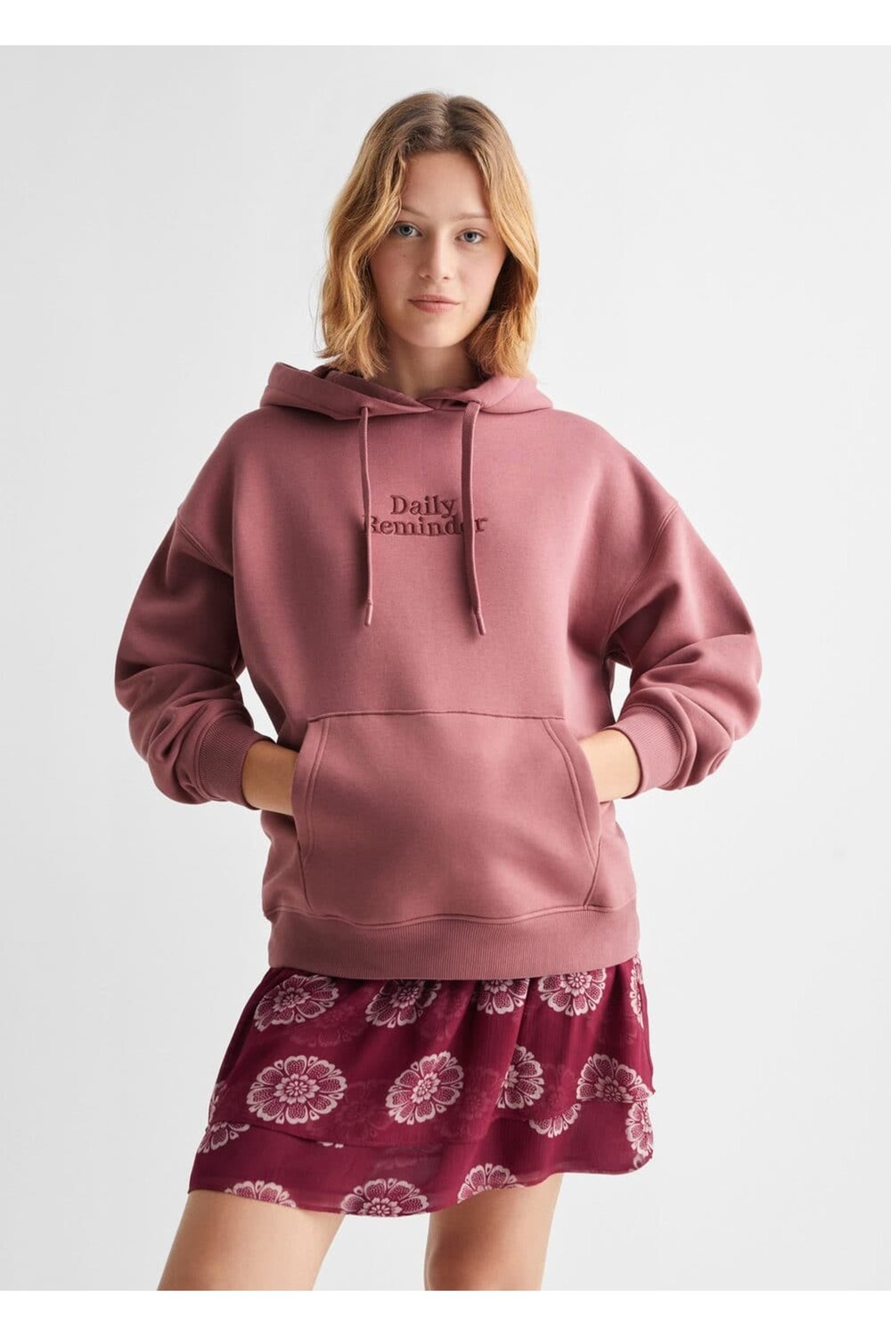 

Хлопковая толстовка с надписью Mango, розовый