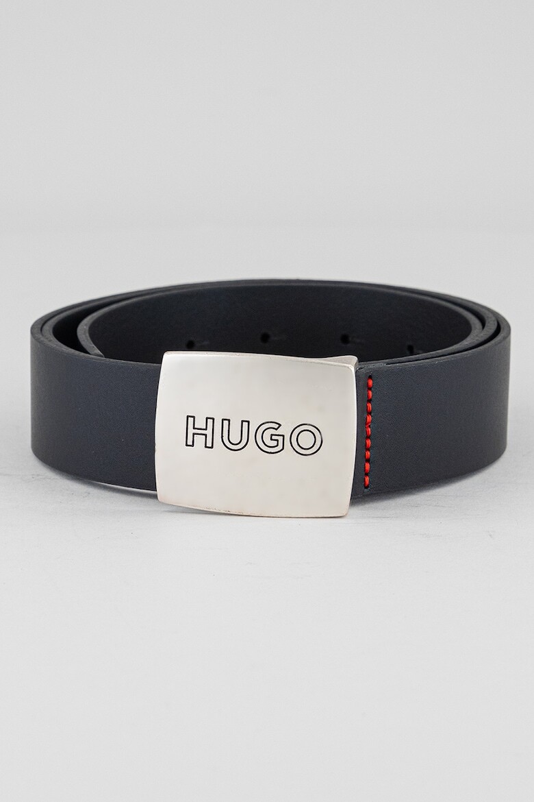 

Кожаный ремень с логотипом Gro Hugo, черный