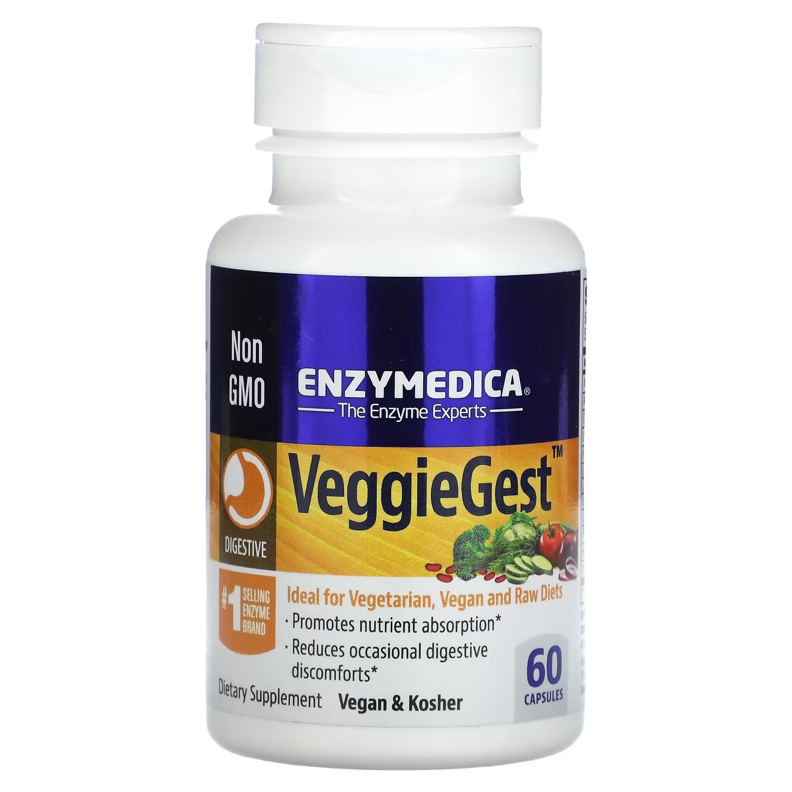 цена Пищевая добавка Enzymedica VeggieGest, 60 капсул