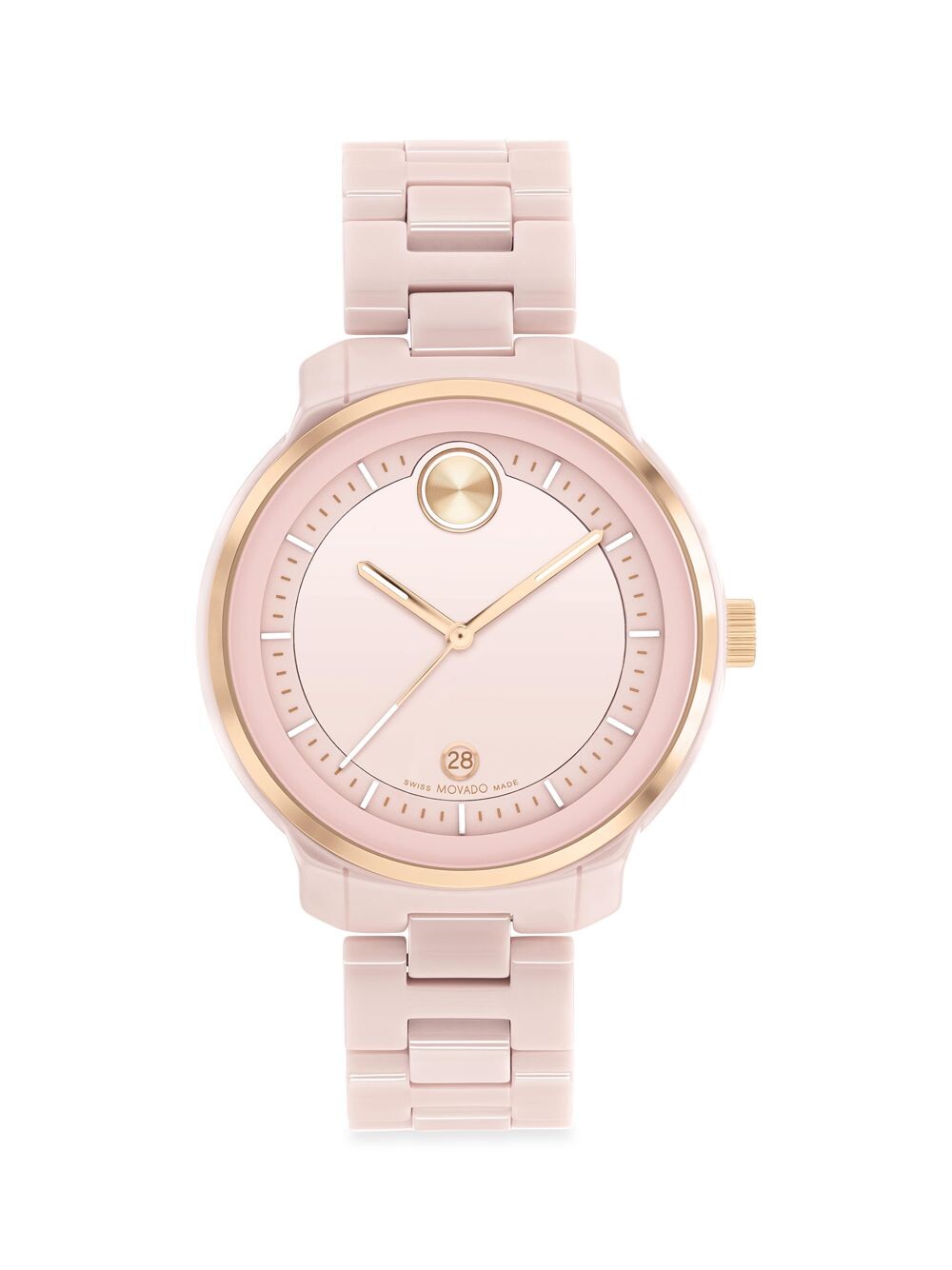 

Яркие часы Verso из розового золота и керамики Movado, розовый