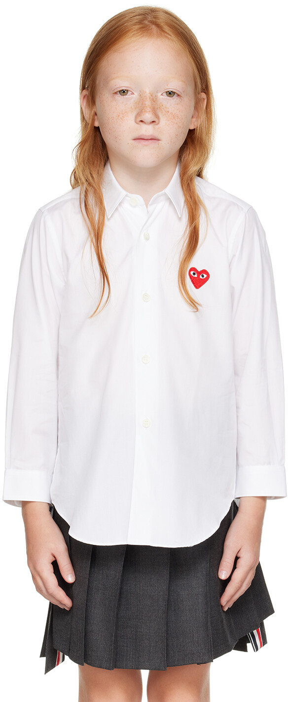 

Детская белая рубашка с нашивкой в ​​виде сердца Comme des Garçons, Белый