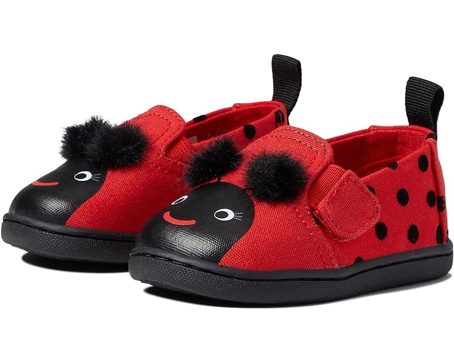 

Лоферы Toms Tiny Flocked Canvas/Ladybug Alpargata Twin Gore, цвет Lava Red