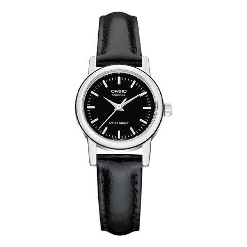 Часы CASIO ins Influencer Fashion Business Casual Classic Pointers Waterproof Quartz Leather Strap Watch Black Analog, черный