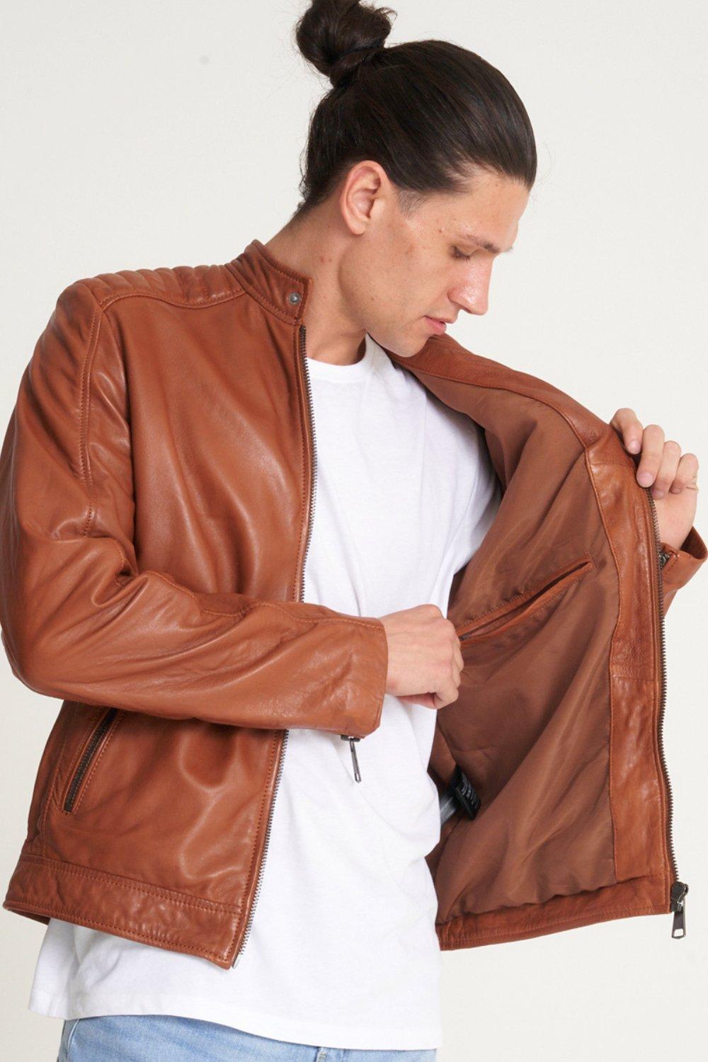 Кожаная куртка-гонщик растительного дубления Barneys Originals, коричневый 2021f1 гоночная толстовка f1 куртка с той же настройкой