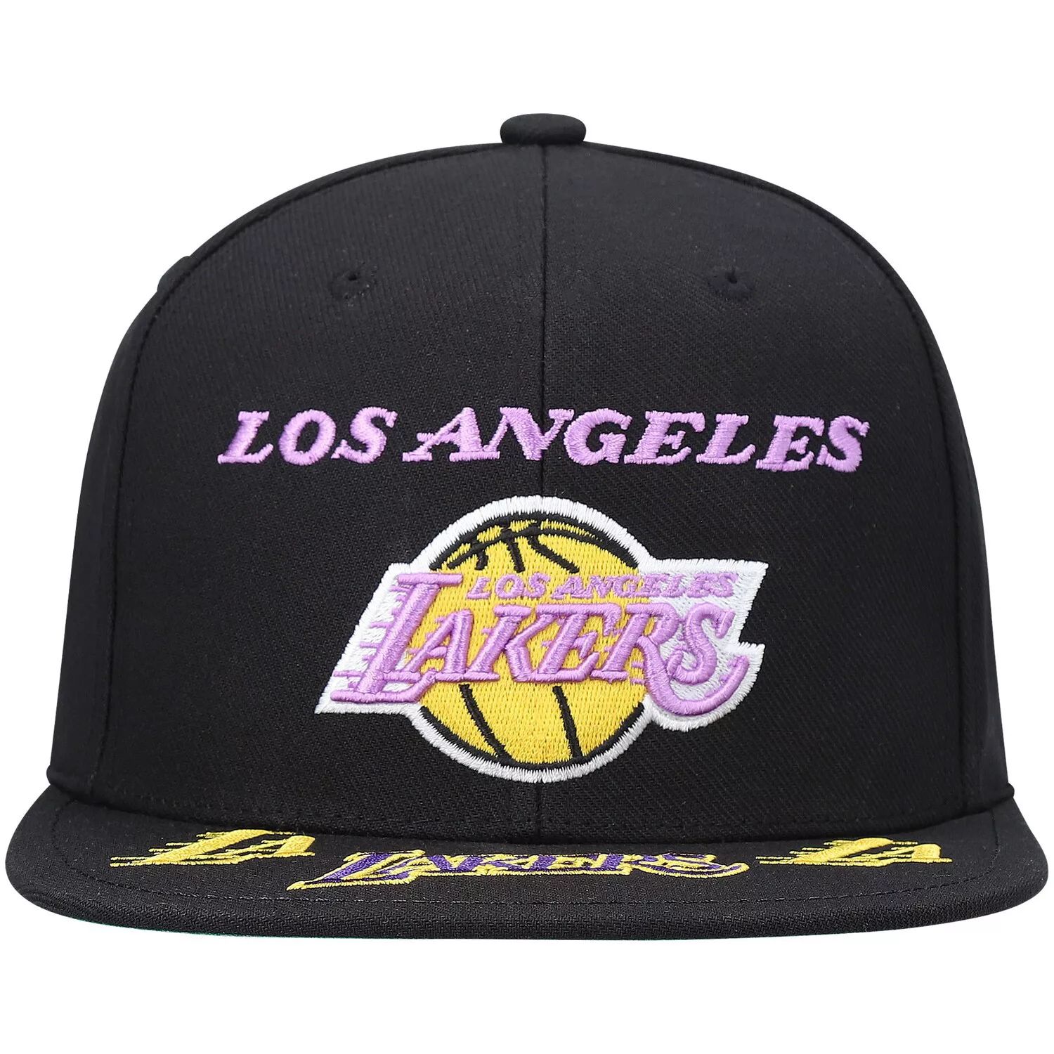 Мужская черная мужская кепка Snapback Mitchell & Ness Los Angeles Lakers из твердой древесины с загрузкой спереди толстовка из твердой древесины mk3 мужская k1x