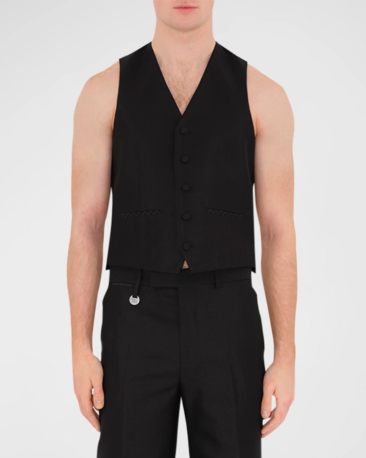 

Мужской жилет из шелка и шерсти тутового цвета Burberry, цвет Black