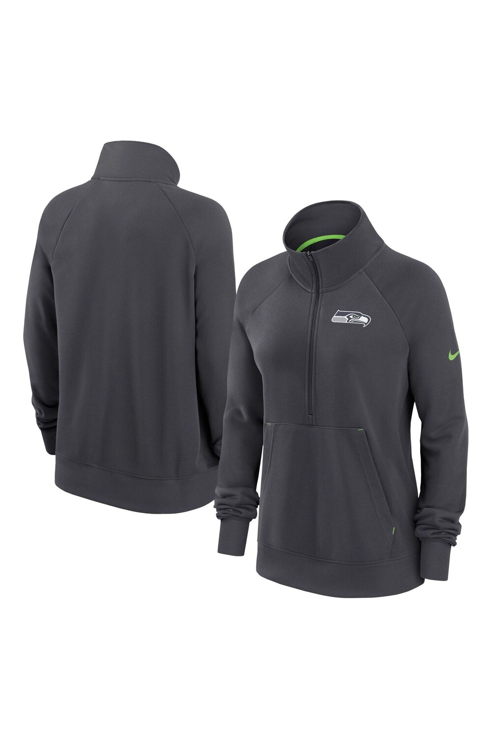 

Женская укороченная футболка на молнии Nike Fanatics Seattle Seahawks Dri Fit Nike, серый