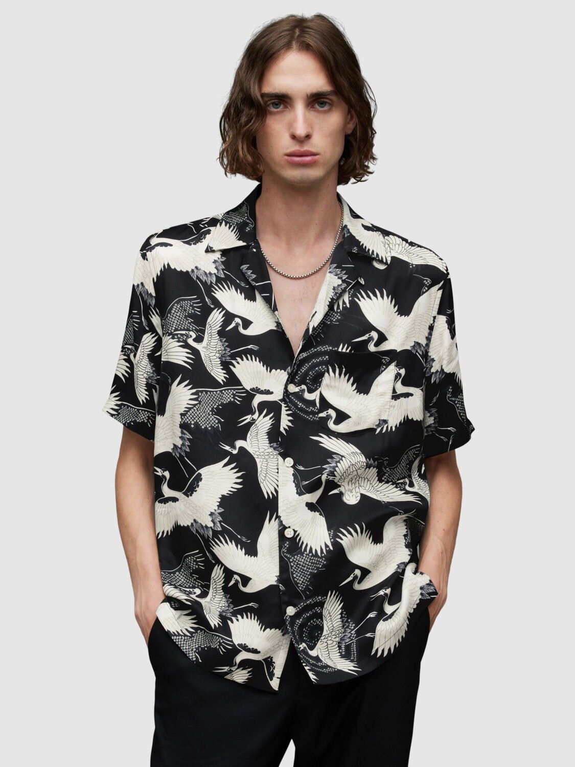 

Рубашка с коротким рукавом Tsuru Bird AllSaints, черный