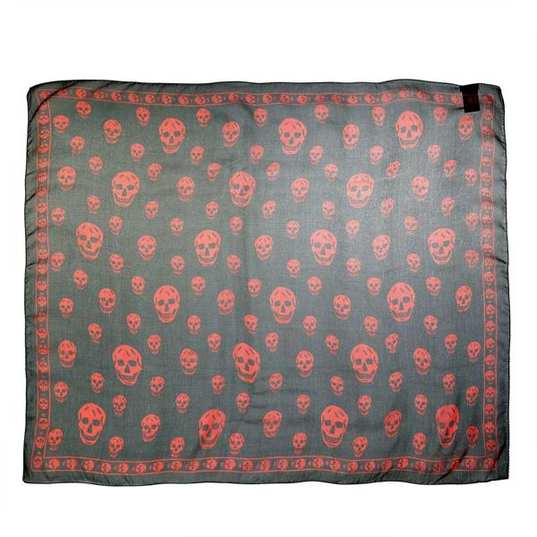 Шарф skull scarf 104x120 loden/orange Alexander Mcqueen, зеленый шарф alexander mcqueen biker skull scarf черный