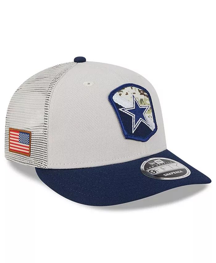 

Мужская кепка Snapback 9FIFTY с камнем темно-синего цвета Dallas Cowboys 2023 Salute To Service Low Profile New Era, серый