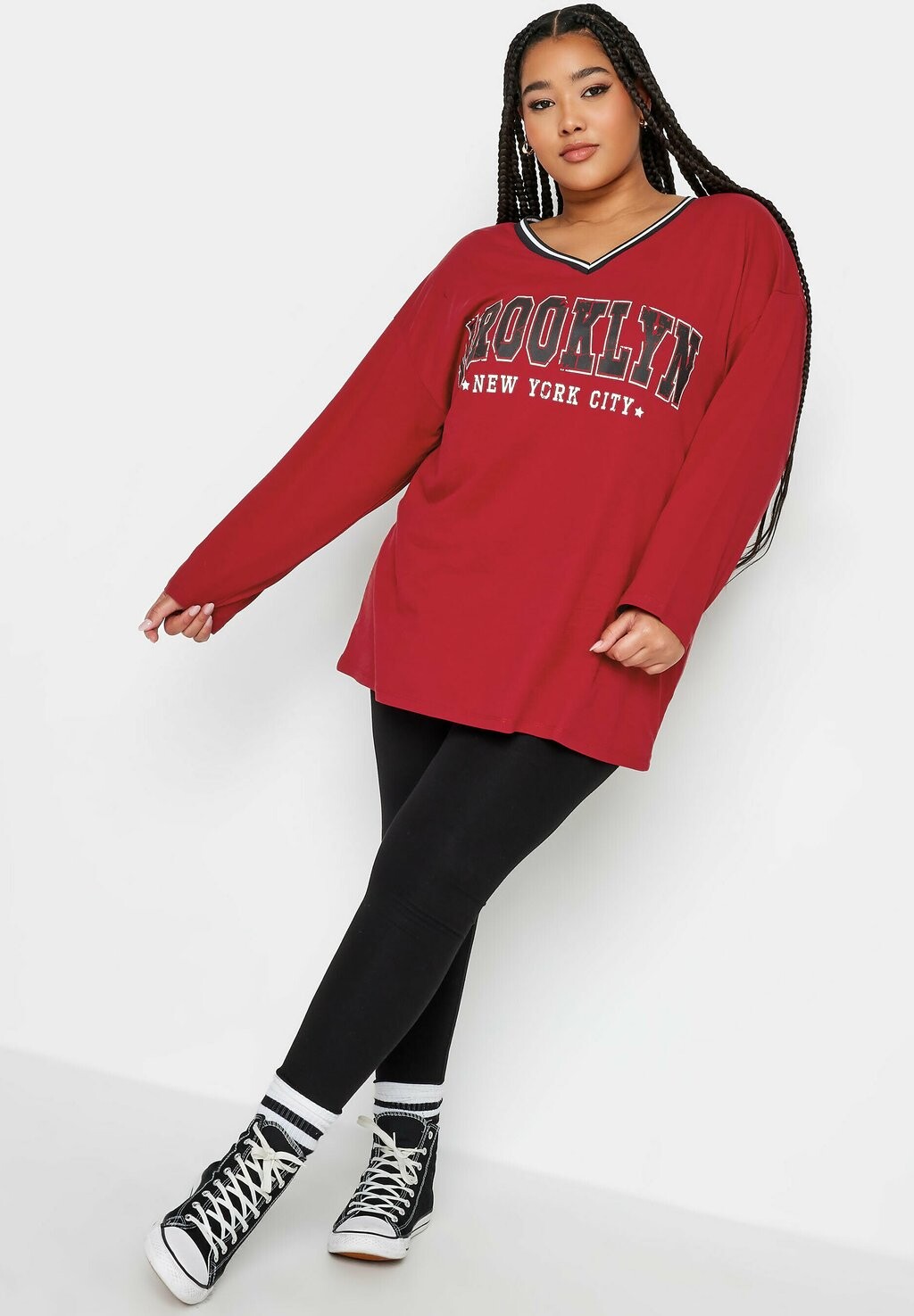 

Топ с длинными рукавами BROOKLYN VARSITY Yours Clothing, цвет red