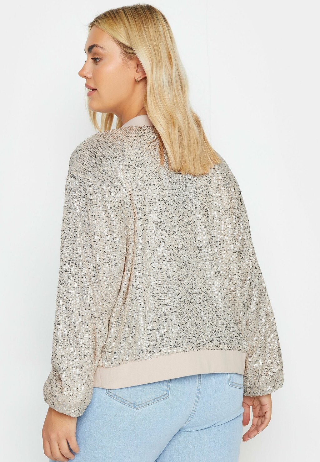 

Куртка-бомбер SEQUIN EMBELLISHED Yours Clothing, серебристого цвета