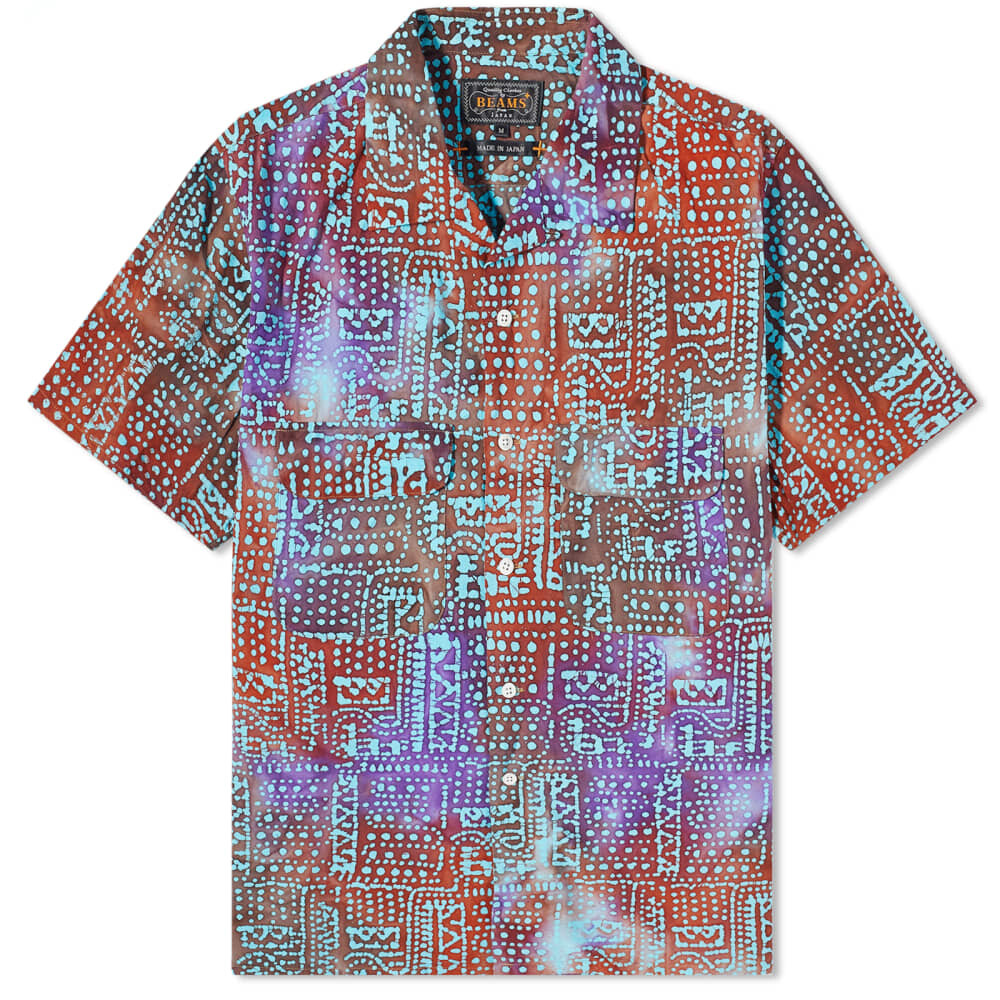 

Рубашка для отдыха с принтом Beams Plus Batik, фиолетовый
