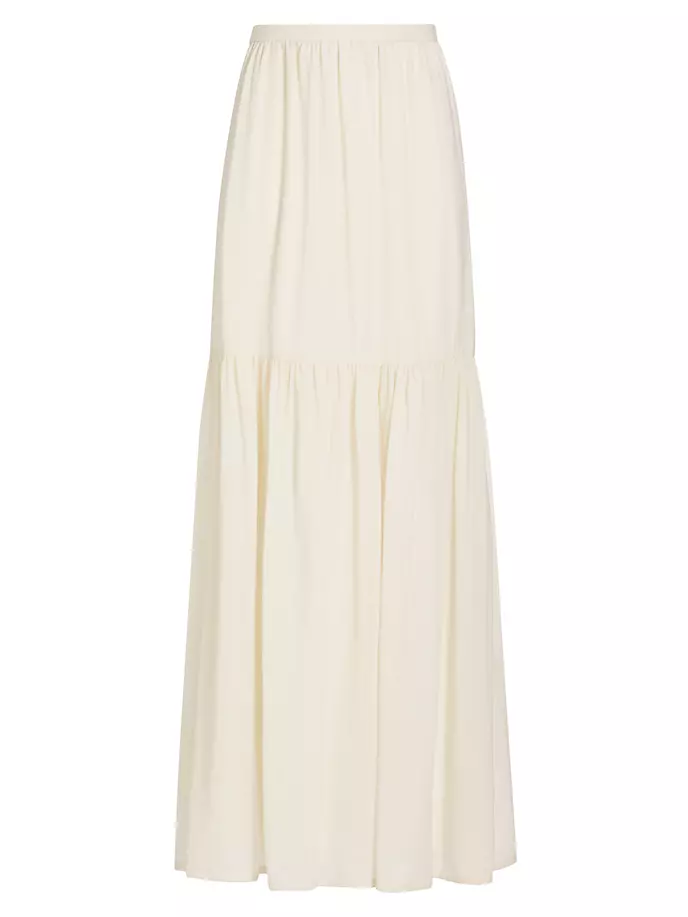 

Многоярусная шерстяная юбка макси Cafila Max Mara, слоновая кость