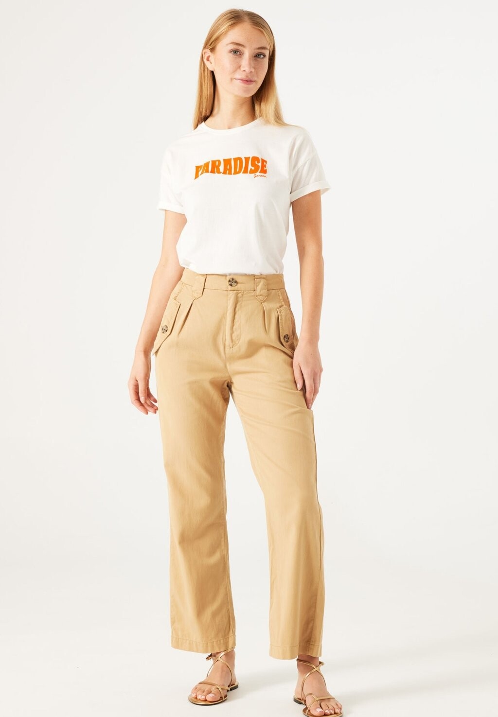 

Футболка с принтом Garcia, цвет off white