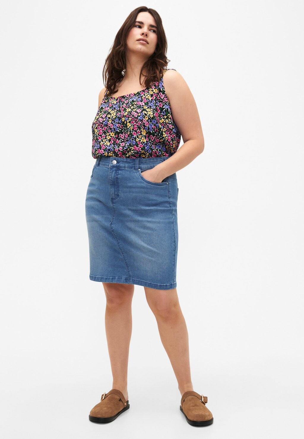 

Джинсовая юбка FLASH, ENG ANLIEGENDER Zizzi, цвет Light Blue Denim