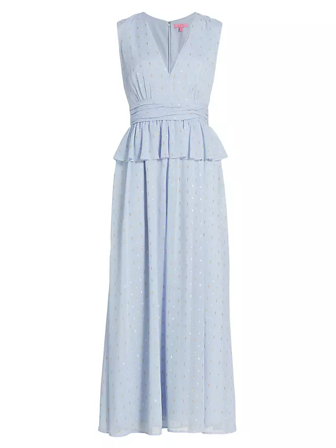 Шифоновое платье с V-образным вырезом и воланами Ldt, цвет bluebell